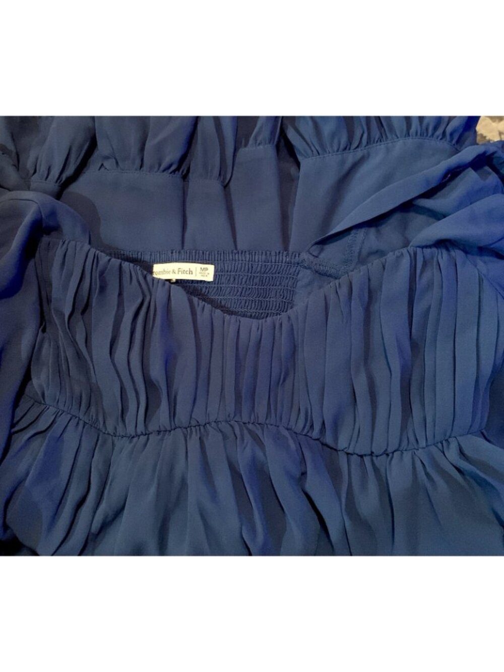 Abercrombie & Fitch Blue Mini Dress Long Sleeve Babydoll Ruffle Hem MP Fairycore - Picture 7 of 10